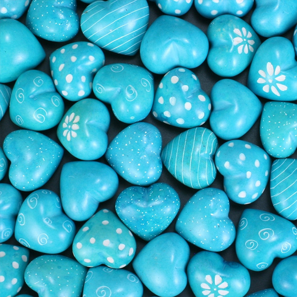 Turquoise Soapstone Hearts 2cm Turquoise Soapstone Hearts 2cm