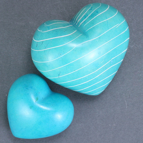 Turquoise Soapstone Hearts 3cm