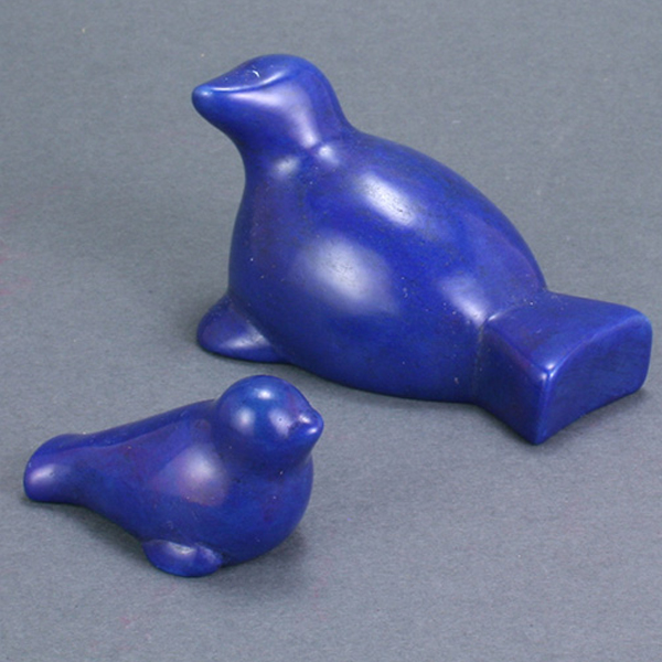 Carved Soapstone Mama and Baby Seal Carved Soapstone Mama and Baby Seal